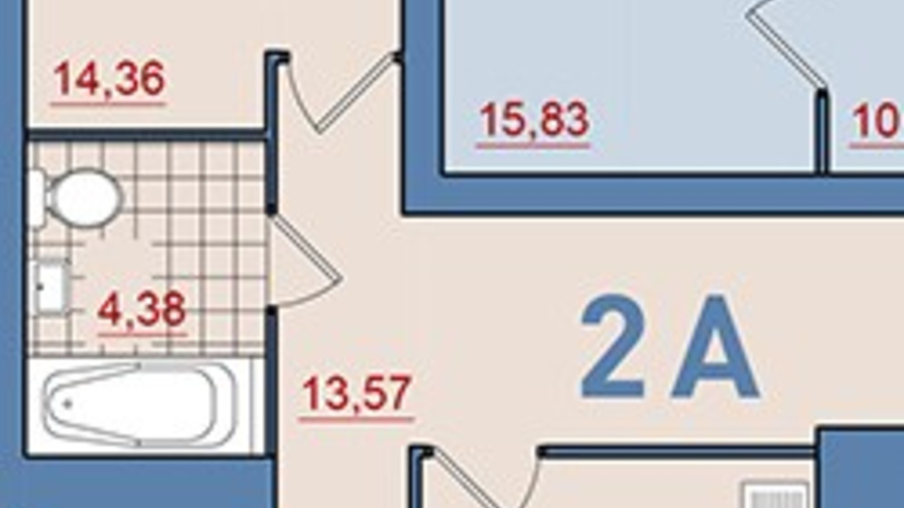 Планування 2-кімнатної квартири в ЖК Затишний 69.87 м², фото 299641