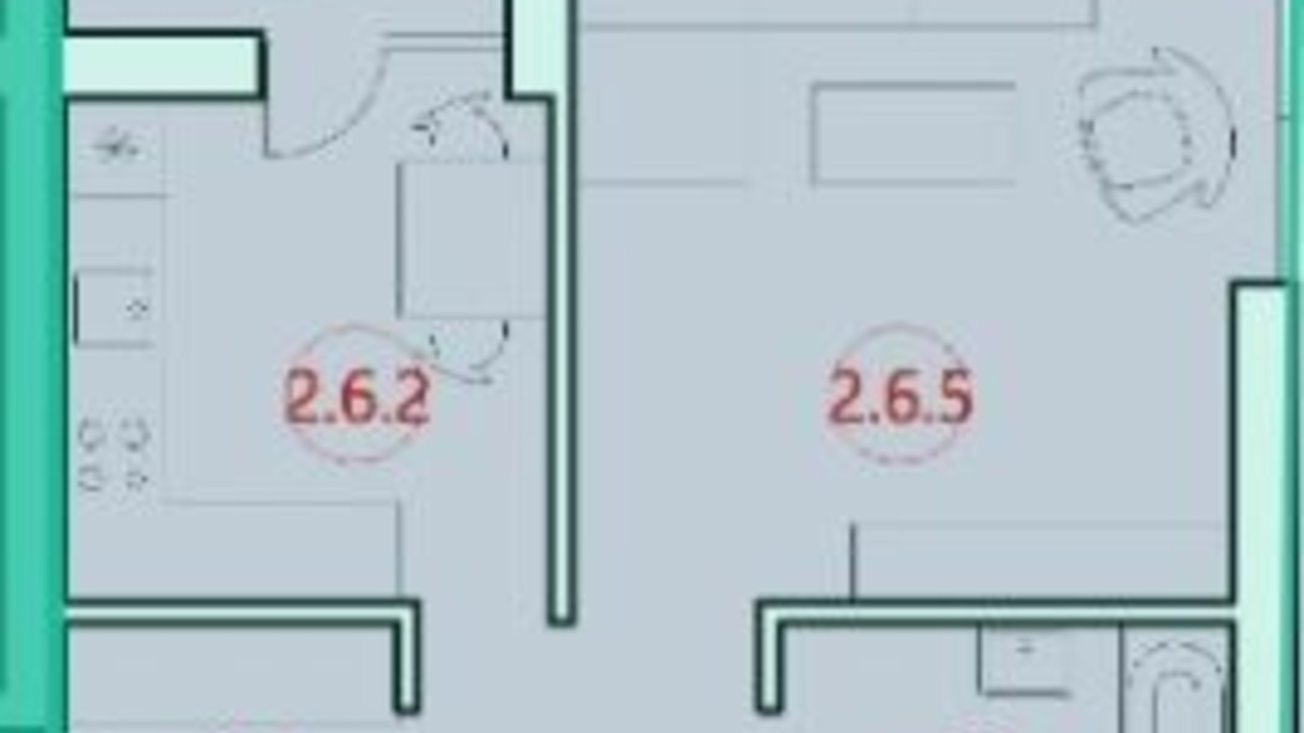 Планировка 1-комнатной квартиры в ЖК Горизонт 39.5 м², фото 300155