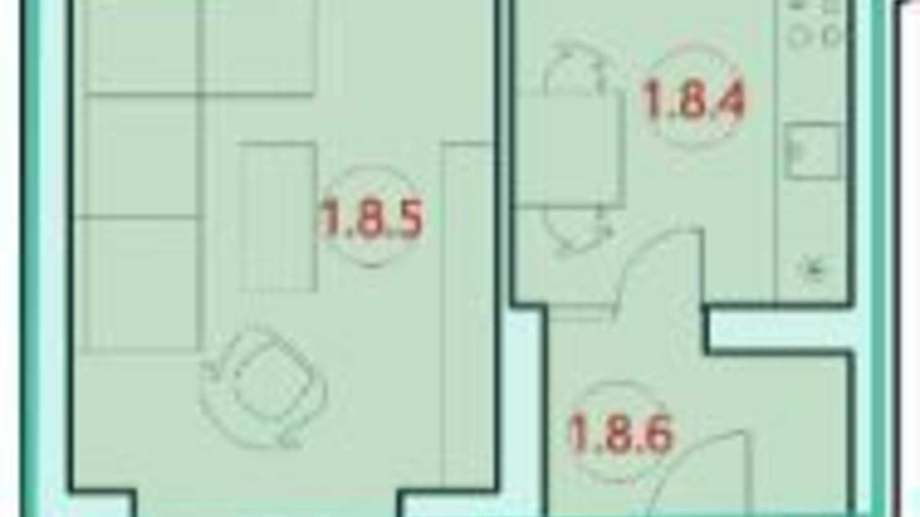 Планировка 1-комнатной квартиры в ЖК Горизонт 42 м², фото 300194