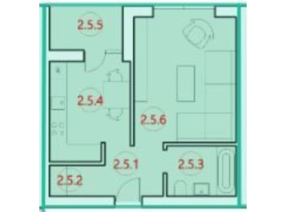 Планировка 1-комнатной квартиры в ЖК Горизонт 34.1 м², фото 300202 Планировка 1-комнатной квартиры в ЖК Горизонт 34.1 м², фото 300202