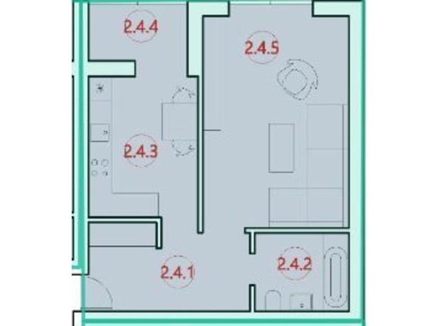 ЖК Горизонт: планировка 1-комнатной квартиры 46.9 м²