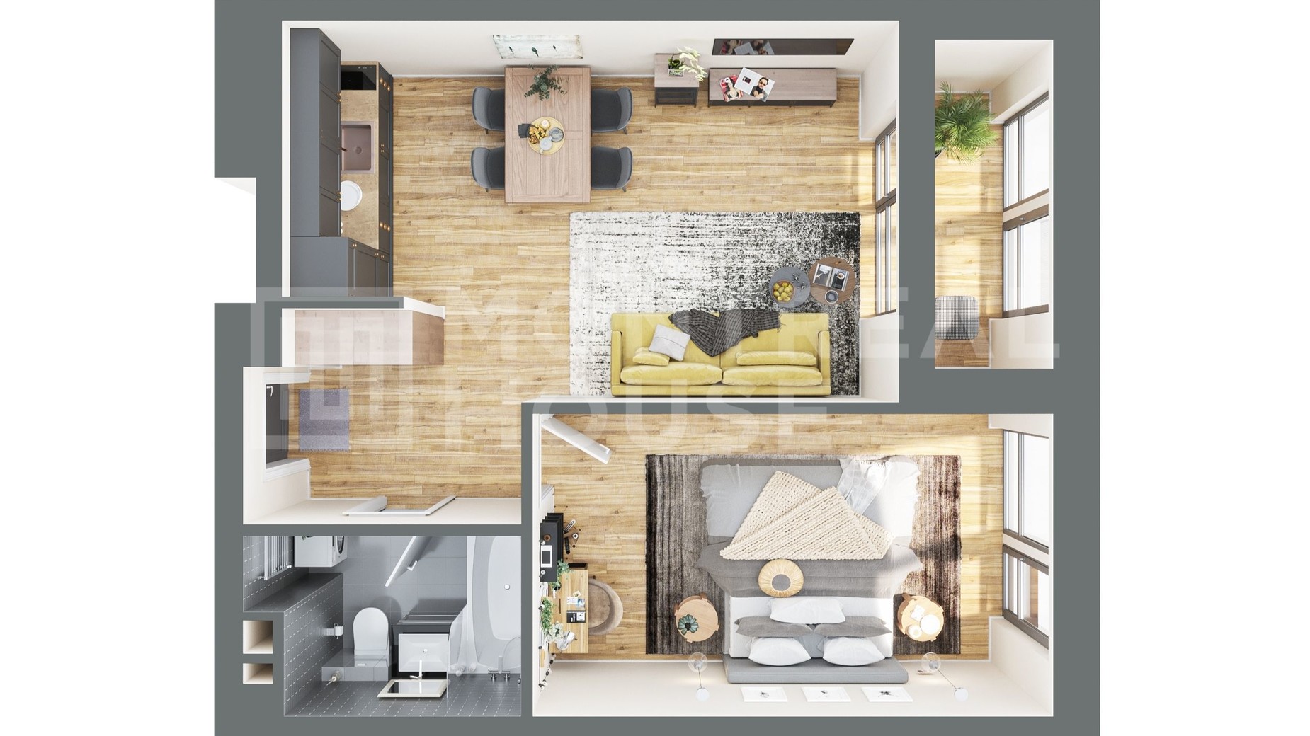 Планування 1-кімнатної квартири в ЖК Montreal House 54.3 м², фото 300885