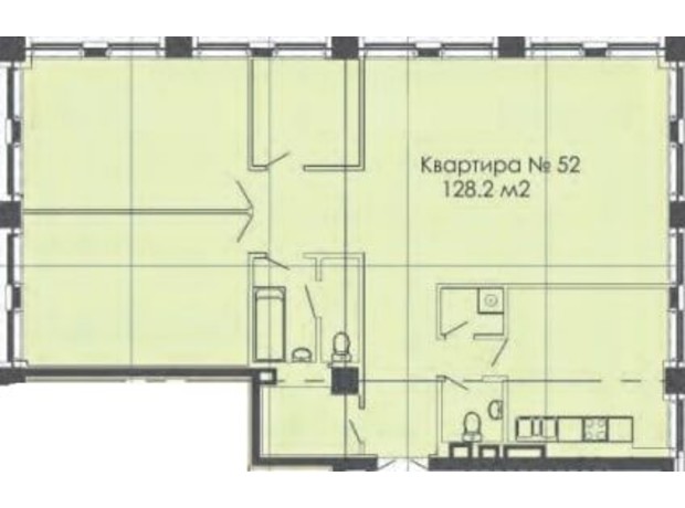 ЖК Cascade Plaza: планування 3-кімнатної квартири 128.2 м²