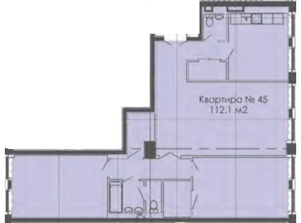 ЖК Cascade Plaza: планування 3-кімнатної квартири 112.1 м²