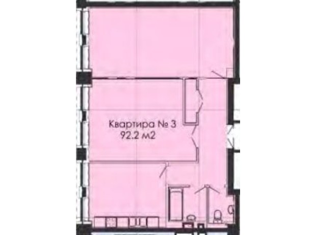 ЖК Cascade Plaza: планування 3-кімнатної квартири 92.2 м²