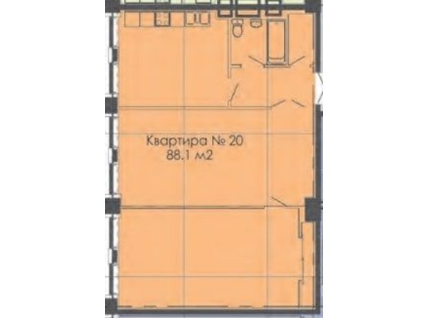 ЖК Cascade Plaza: планування 3-кімнатної квартири 88.1 м²