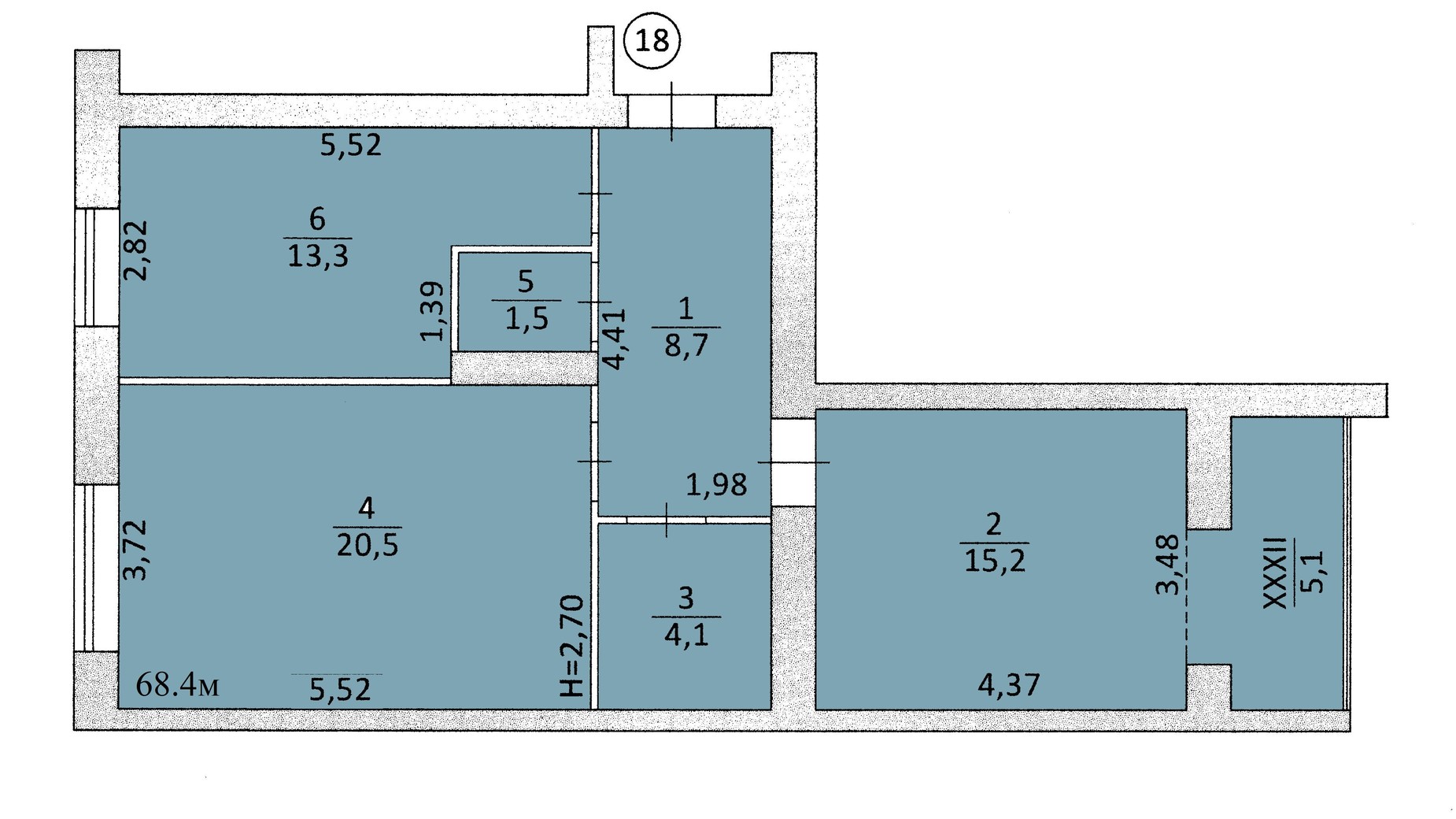 Планування 2-кімнатної квартири в ЖК the Best Village 68.4 м², фото 301220