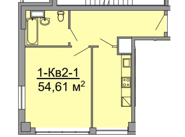 ЖК Троїцький: планування 1-кімнатної квартири 54.61 м²