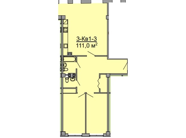 ЖК Троицкий: планировка 3-комнатной квартиры 111 м²