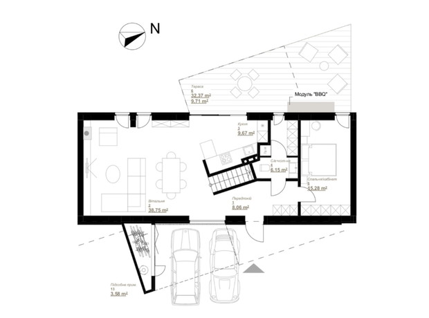 КГ VIA 52: планировка 3-комнатной квартиры 143 м²