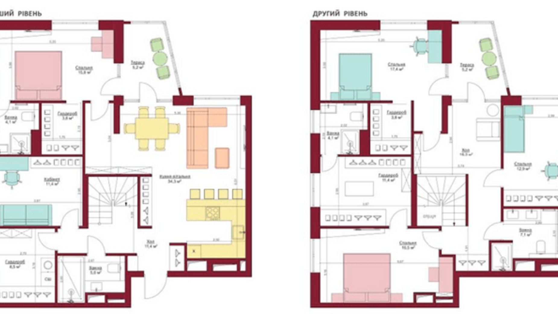Планування багато­рівневої квартири в ЖК Legenda 194.2 м², фото 301608