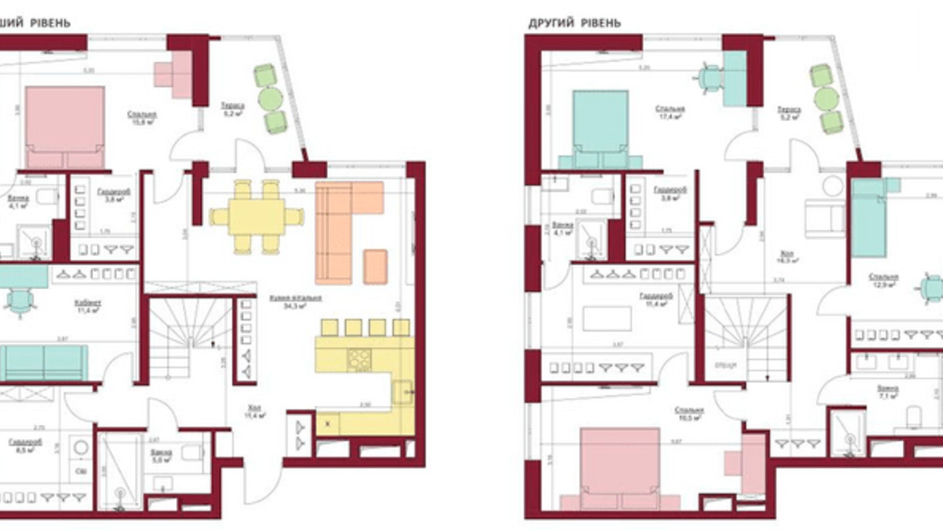 Планировка много­уровневой квартиры в ЖК Legenda 194.2 м², фото 301609