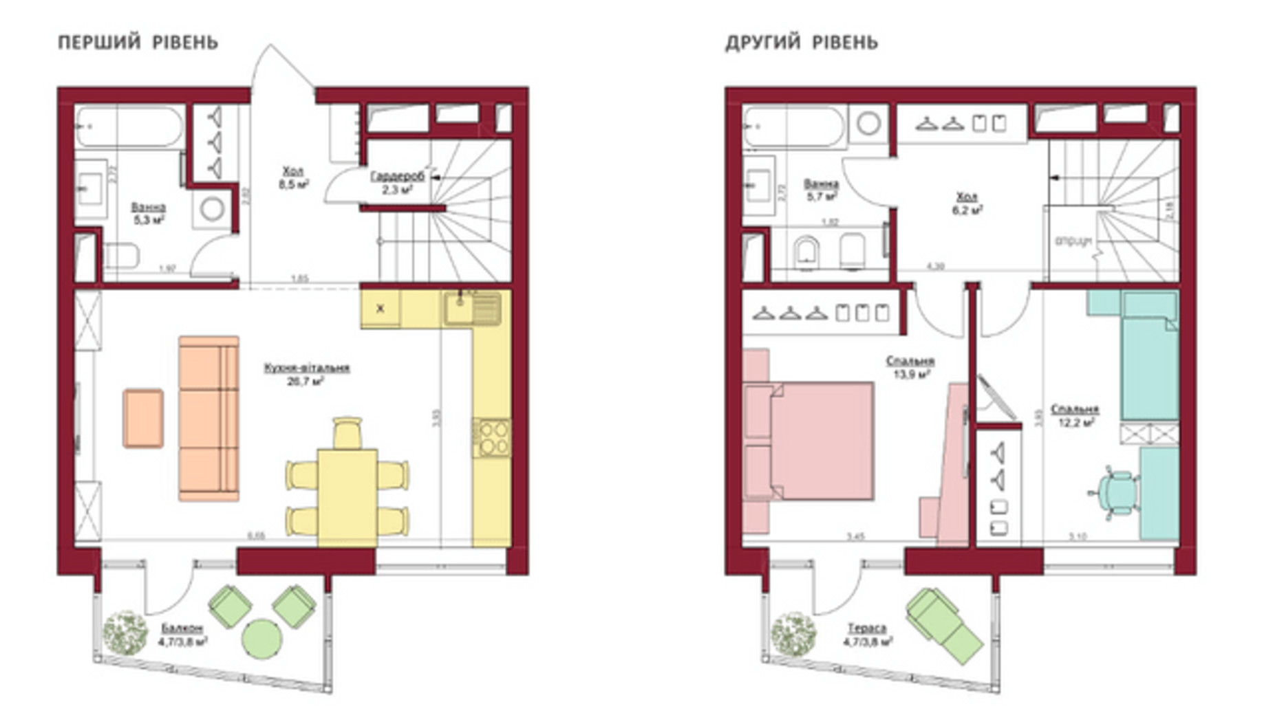 Планування багато­рівневої квартири в ЖК Legenda 88.4 м², фото 301615