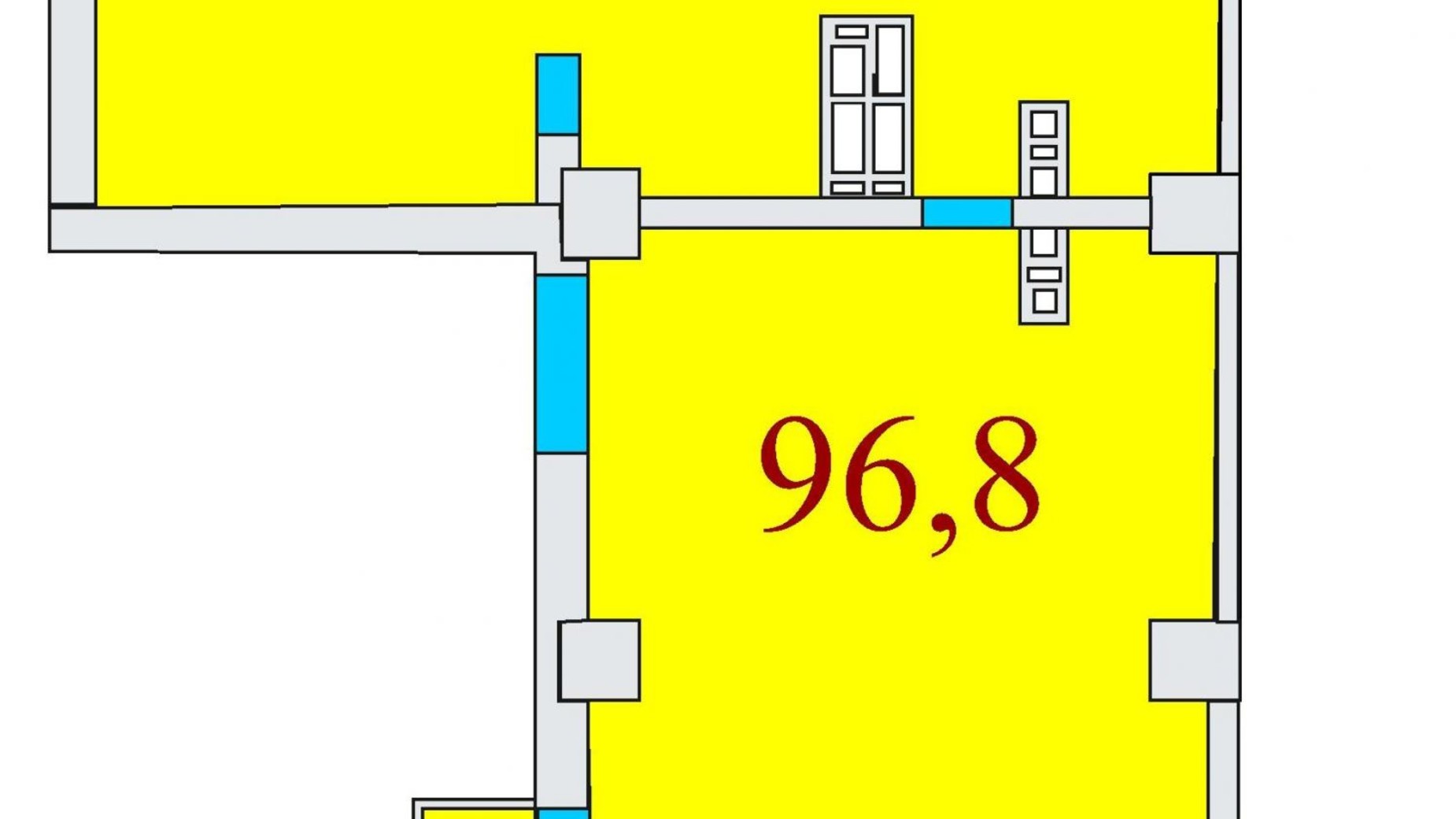 Планировка свободная планировка квартиры в ЖК Баку 96.8 м², фото 301749