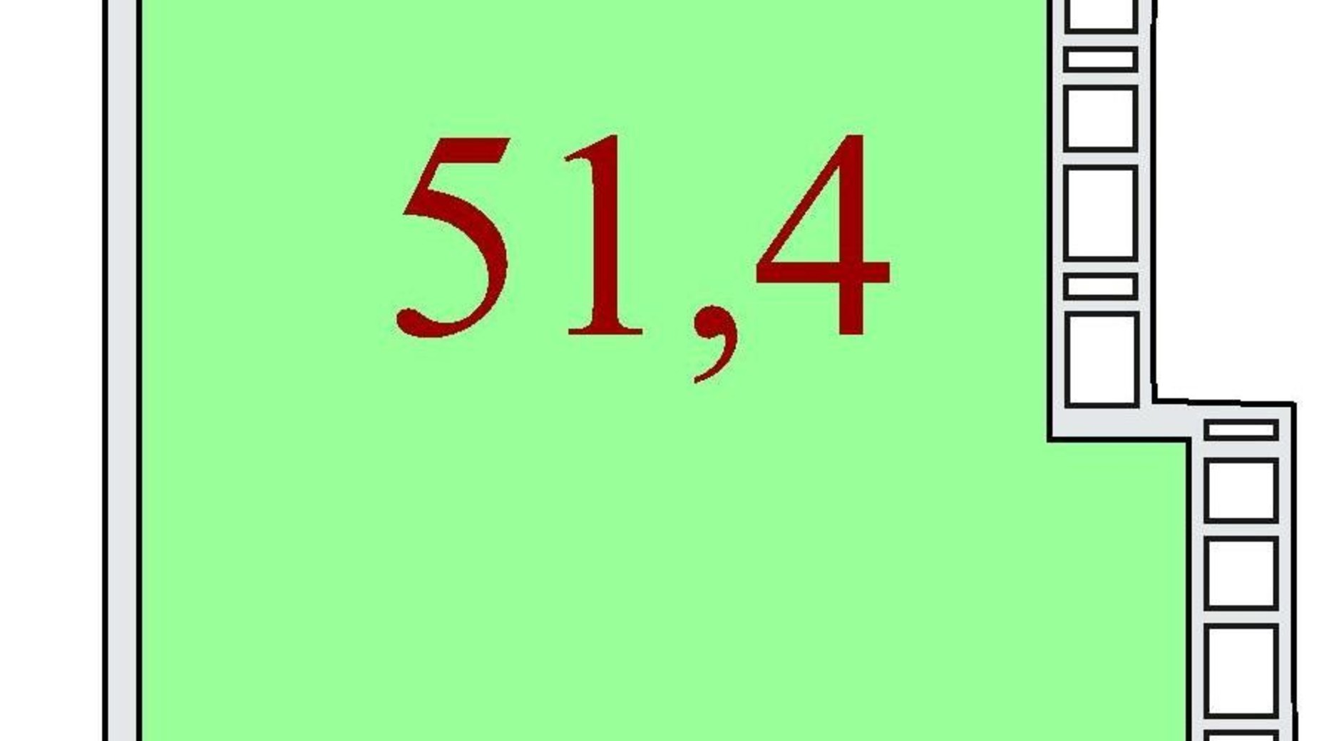 Планування вільне планування квартири в ЖК Баку 51.4 м², фото 301750