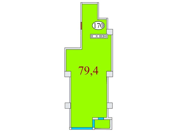 ЖК Баку: свободная планировка квартиры 79.4 м²