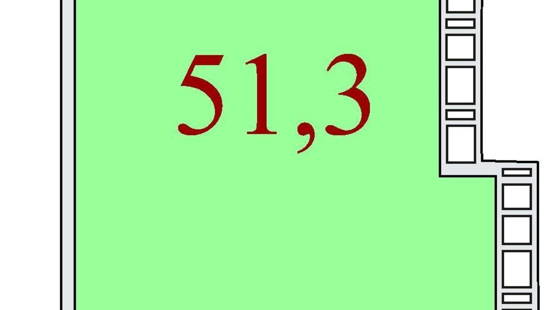 Планировка свободная планировка квартиры в ЖК Баку 51.3 м², фото 301790