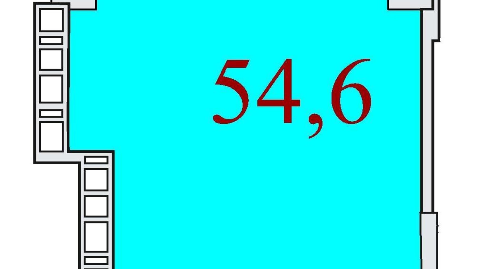 Планировка свободная планировка квартиры в ЖК Баку 54.6 м², фото 301801