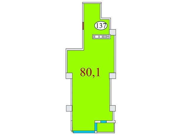 ЖК Баку: свободная планировка квартиры 80.1 м²