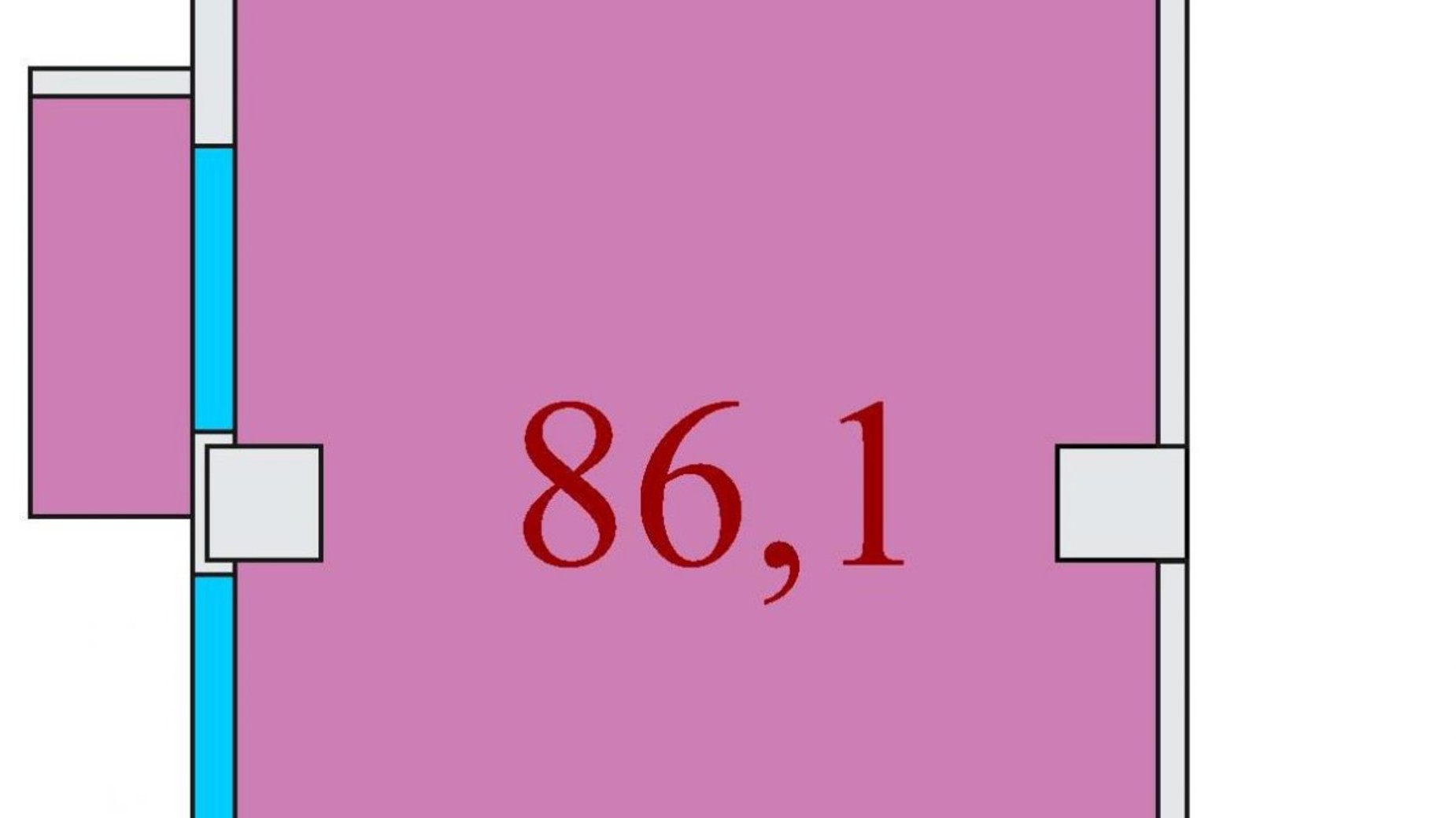 Планировка свободная планировка квартиры в ЖК Баку 86.1 м², фото 301819