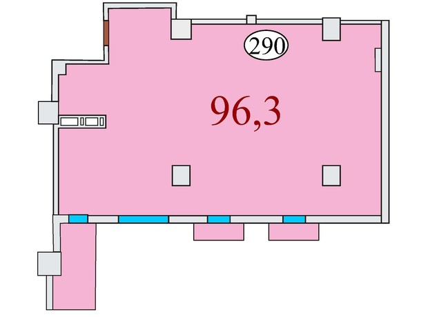 ЖК Баку: свободная планировка квартиры 96.3 м²