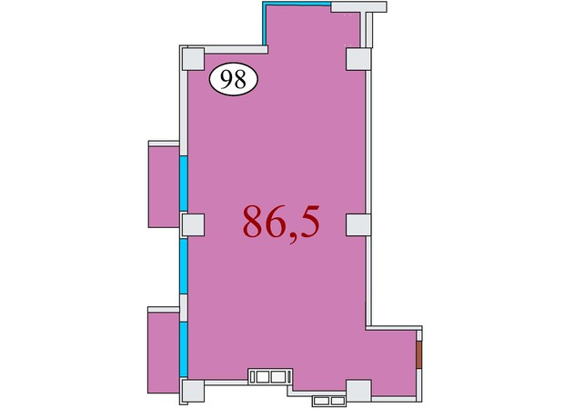 ЖК Баку: свободная планировка квартиры 86.5 м²