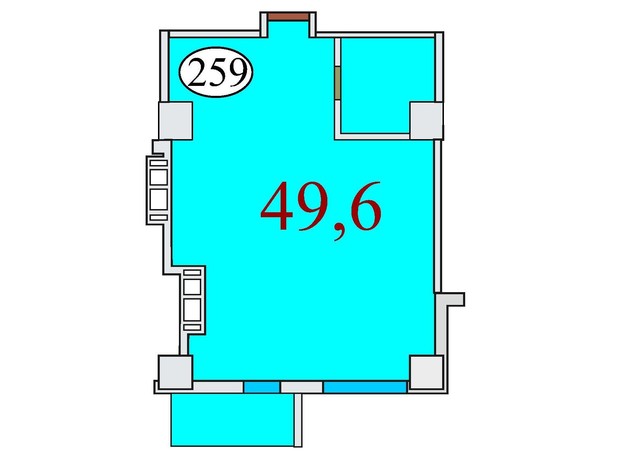 ЖК Баку: вільне планування квартири 49.6 м²