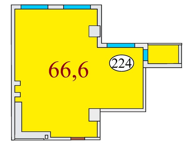 ЖК Баку: свободная планировка квартиры 66.6 м²