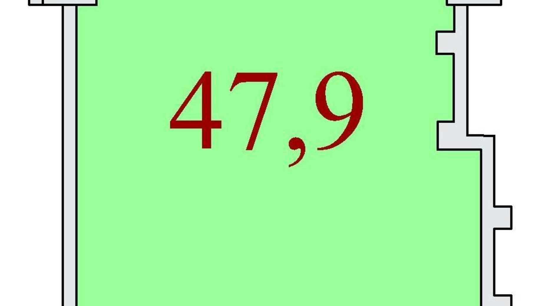 Планування вільне планування квартири в ЖК Баку 47.9 м², фото 301933