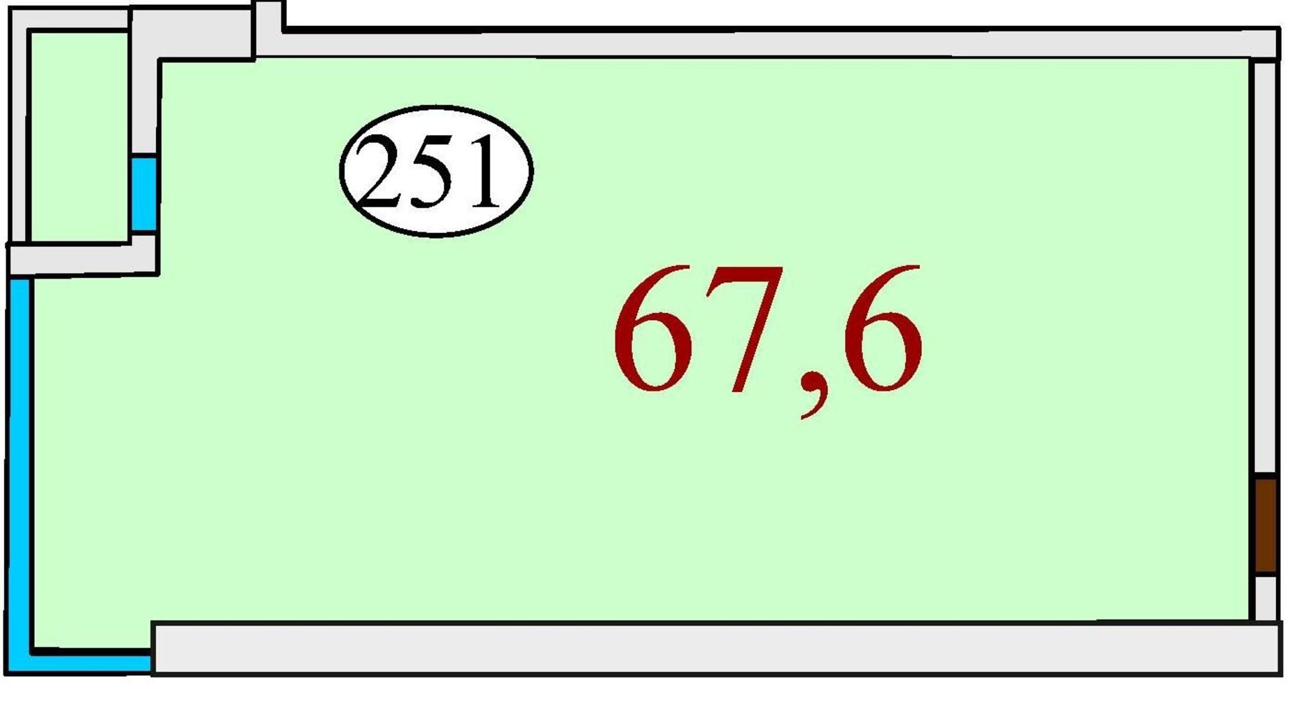 Планировка свободная планировка квартиры в ЖК Баку 67.6 м², фото 301985