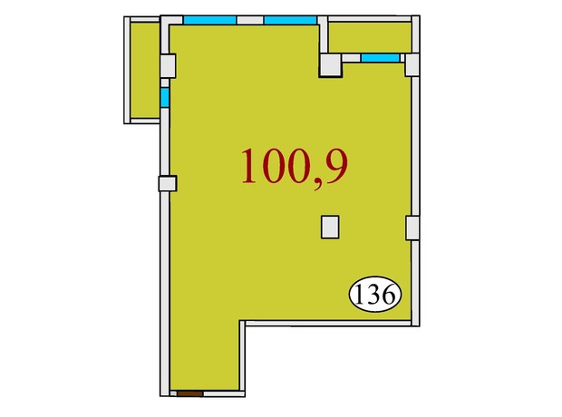 ЖК Баку: свободная планировка квартиры 100.9 м²