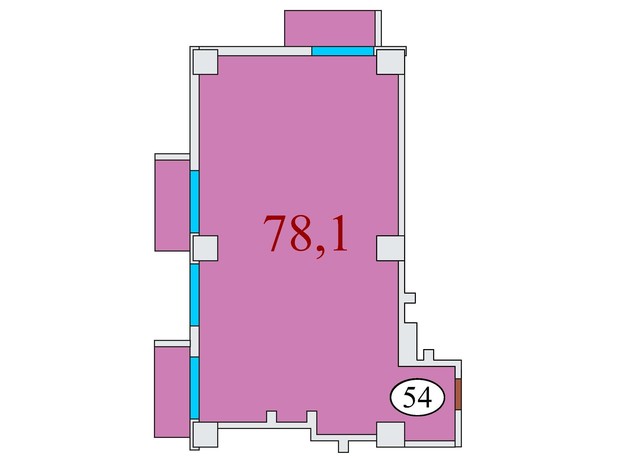 ЖК Баку: свободная планировка квартиры 78.1 м²