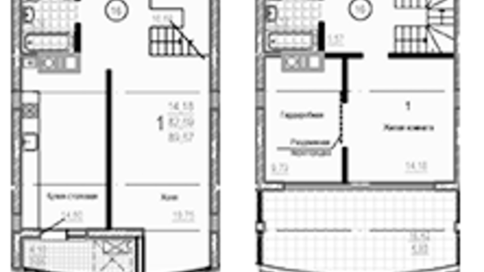 Планування 2-кімнатної квартири в ЖК Брюссель 88.79 м², фото 302899