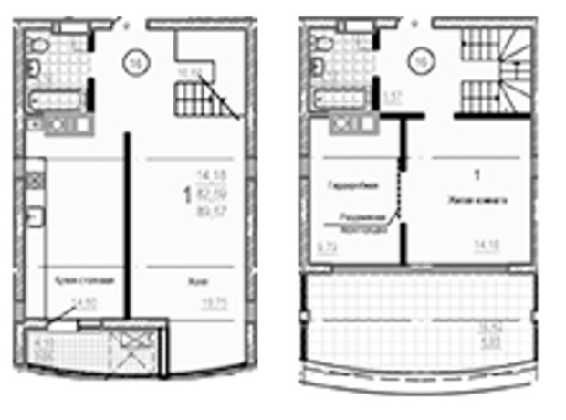 ЖК Брюссель: планування 2-кімнатної квартири 88.79 м²