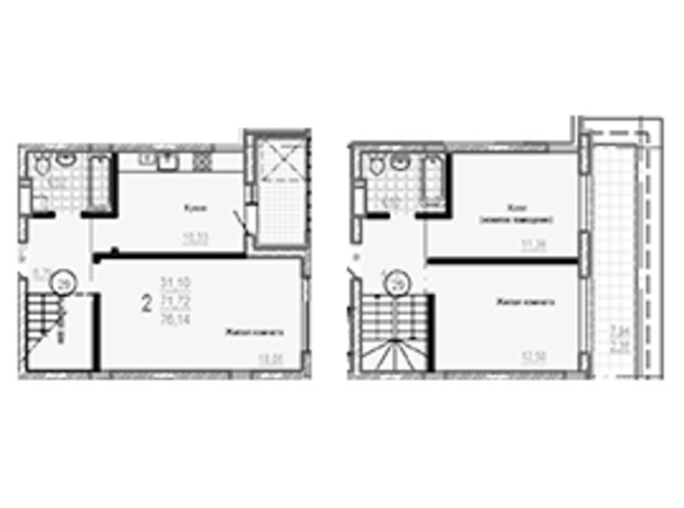 ЖК Брюссель: планировка 2-комнатной квартиры 79.51 м²