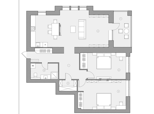 ЖК Ренесанс: планування 4-кімнатної квартири 157.75 м²