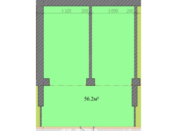 ЖК Дубовий Гай Запоріжжя: планування приміщення 56.2 м²