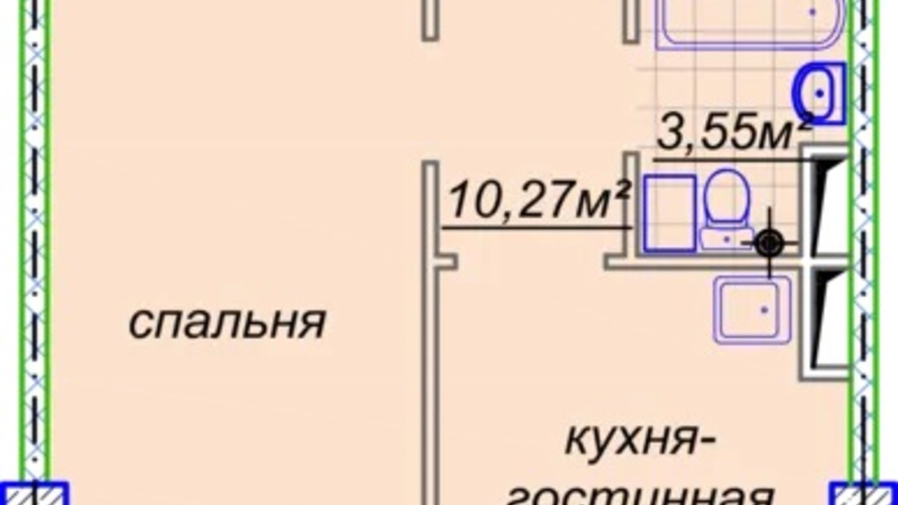 Планировка свободная планировка квартиры в ЖК Миронова 59.2 м², фото 303266