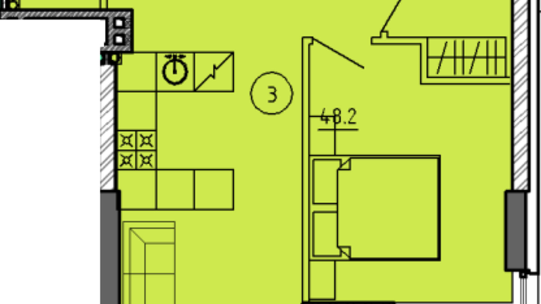 Планировка 2-комнатной квартиры в ЖК Городок  55.6 м², фото 303333