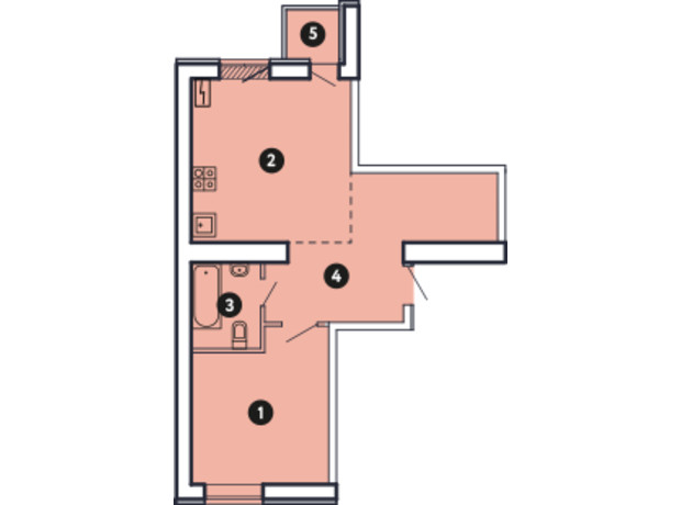 ЖК Comfort City: планировка 1-комнатной квартиры 48.65 м²
