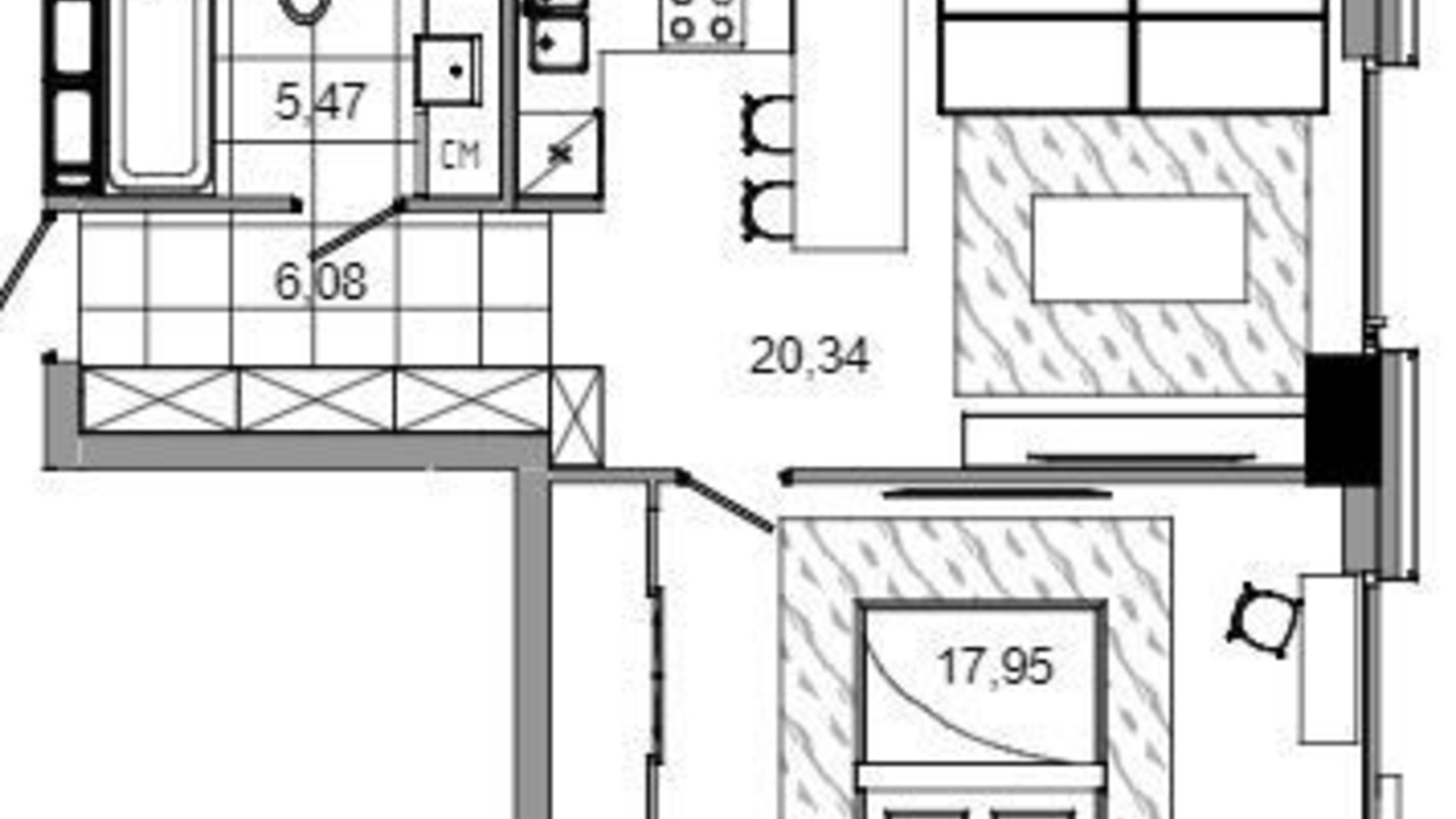Планування 1-кімнатної квартири в БФК Mayak 50.24 м², фото 303474