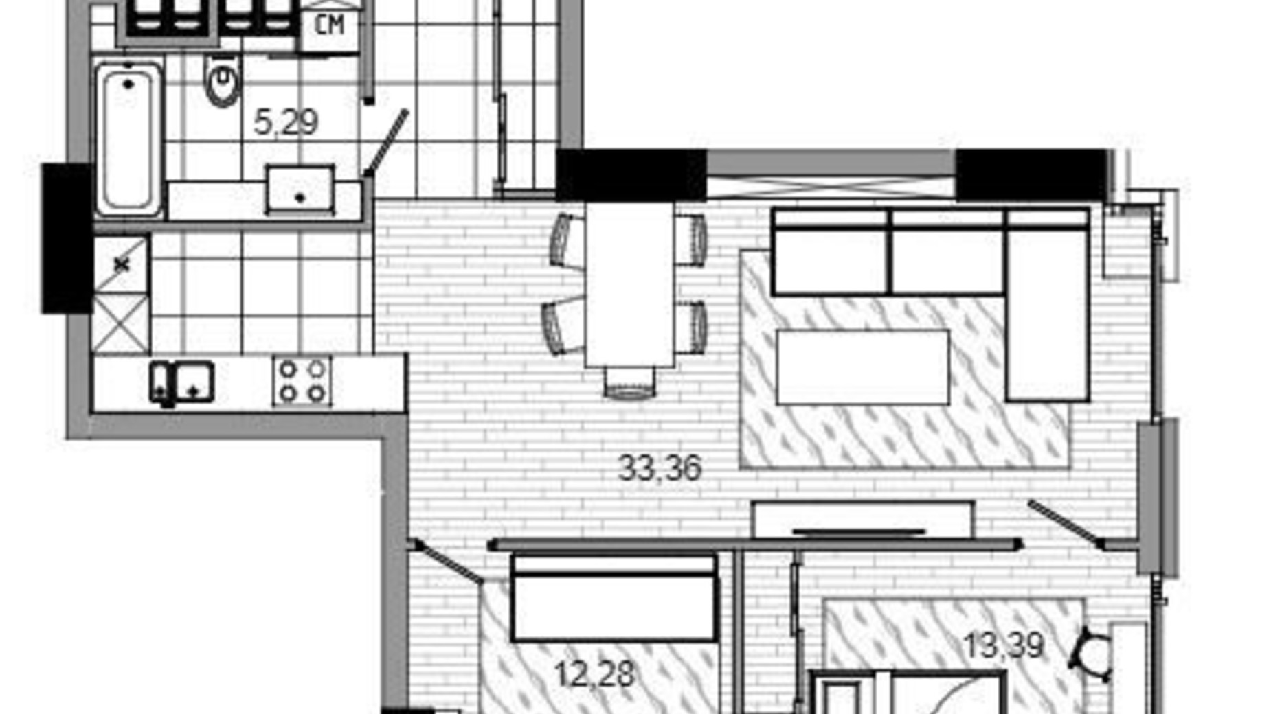 Планировка 2-комнатной квартиры в МФК Mayak 74.48 м², фото 303483