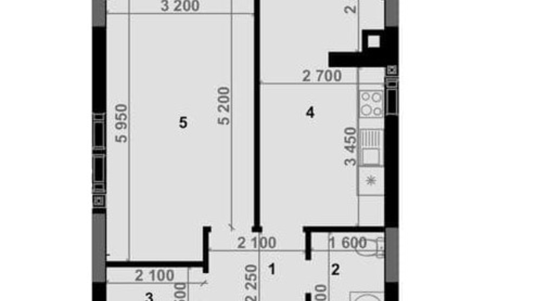 Планування 1-кімнатної квартири в ЖК Антрацит 46.8 м², фото 303524