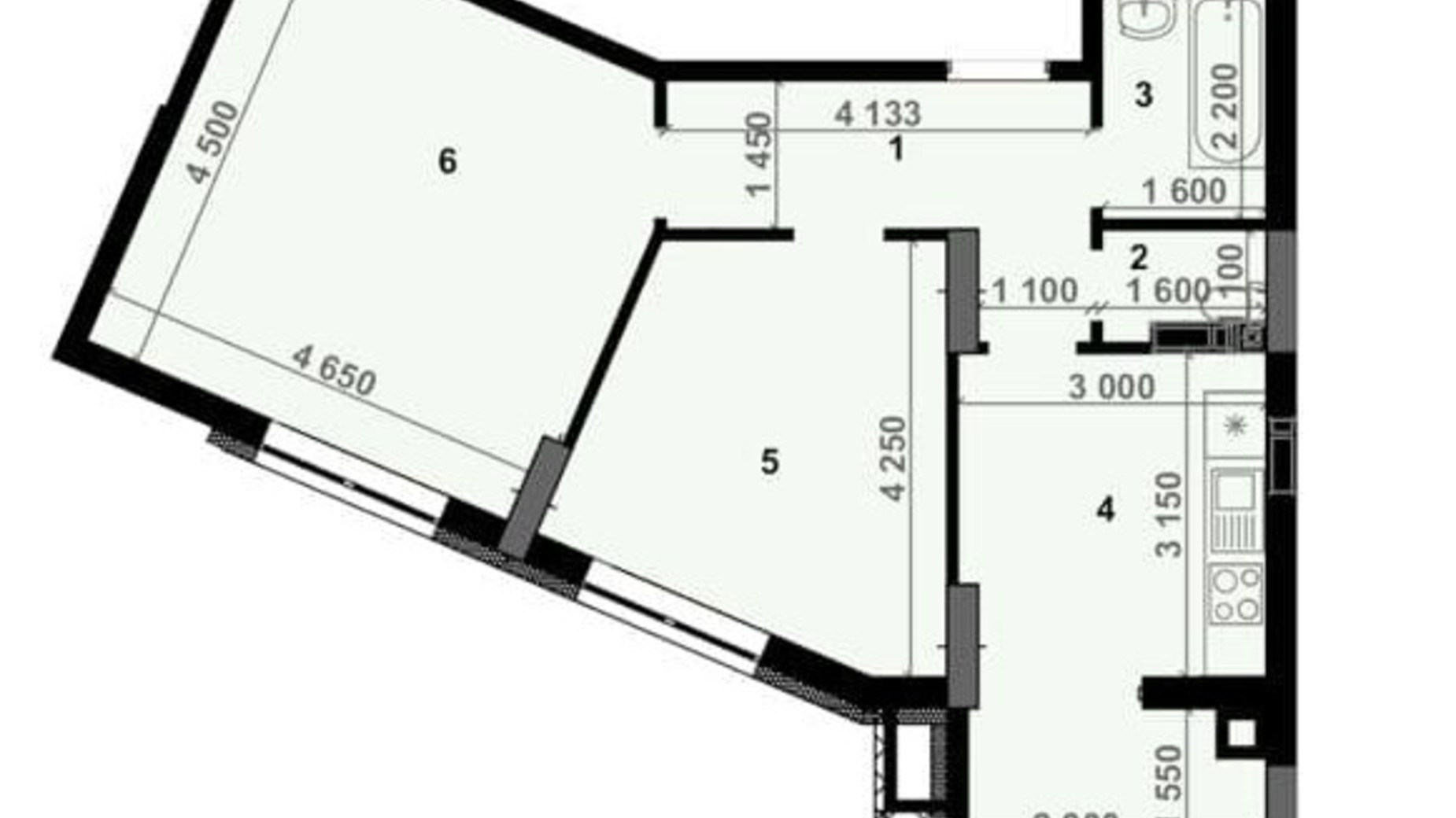 Планировка 2-комнатной квартиры в ЖК Антрацит 60.3 м², фото 303525