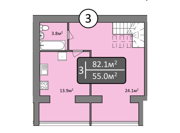 ЖК Мрія Миколаїв: планування 3-кімнатної квартири 82.1 м²