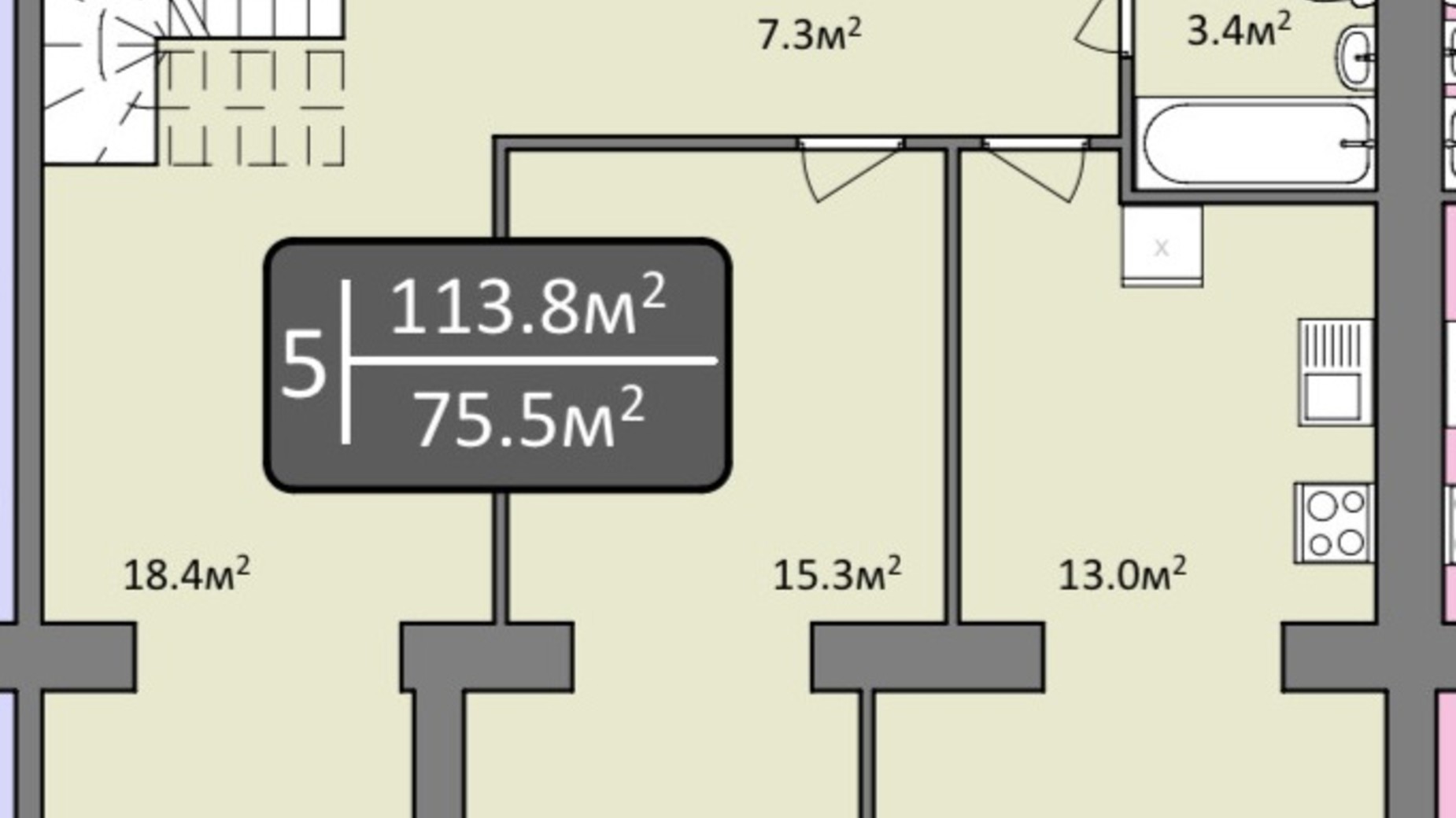 Планування багато­рівневої квартири в ЖК Мрія Миколаїв 113.8 м², фото 303549