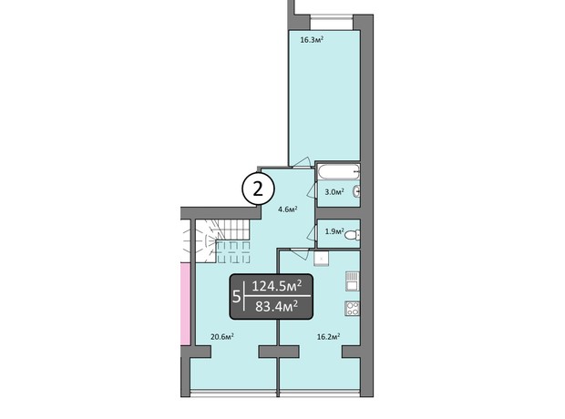 ЖК Мрія Миколаїв: планировка 5-комнатной квартиры 124.5 м²