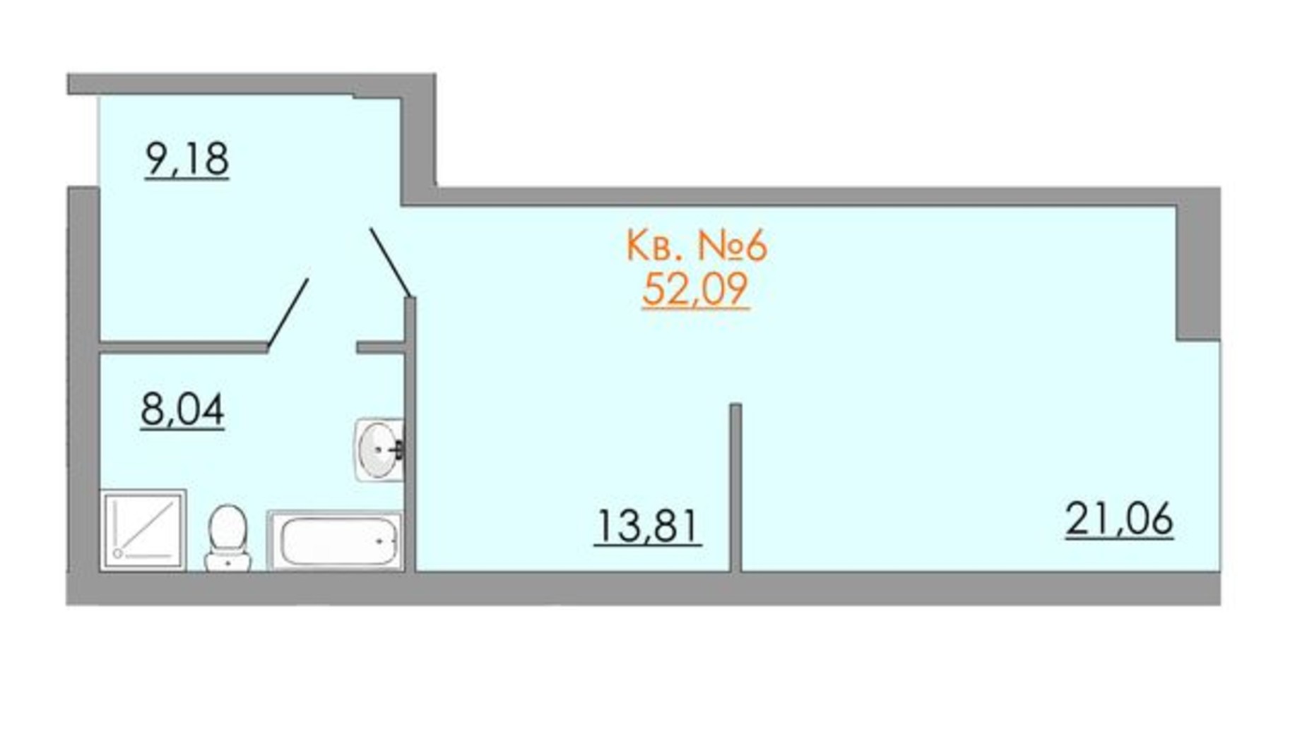 Планування смарт квартири в ЖК Європейський квартал 56.15 м², фото 303729