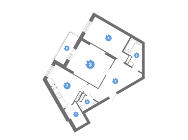 ЖК Family & Friends: планування 2-кімнатної квартири 73.18 м²