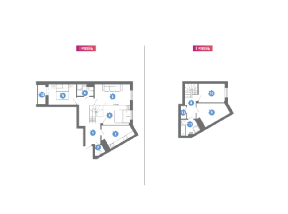 Планування багаторівневої квартири в ЖК Family & Friends 115.33 м², фото 304056 Планування багаторівневої квартири в ЖК Family & Friends 115.33 м², фото 304056